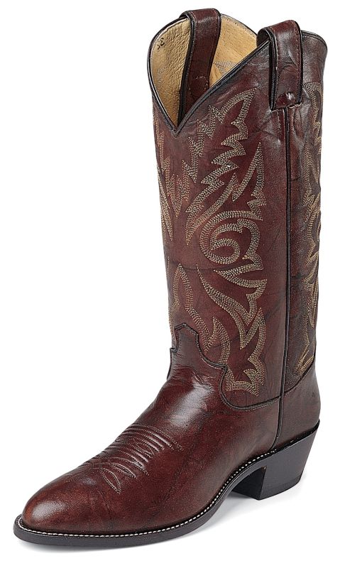 Justin Mens Rnd Toe Dark Brn Deerlite Boots