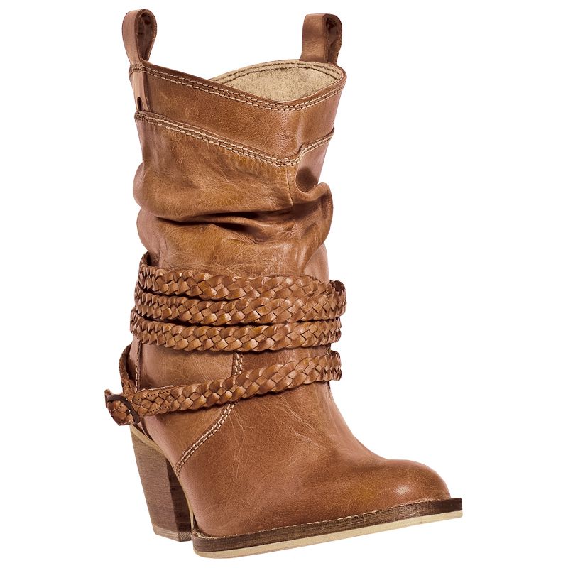 Dingo Ladies Twisted Sister Round Toe Tan Boots