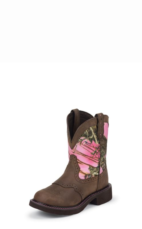 Justin Ladies Gypsy Rnd 8in Pink Camo Boots
