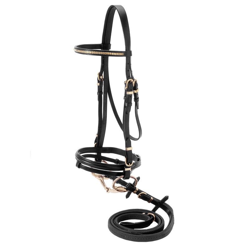 20-9960-2-0 Silver Fox Flash Bridle with Brass Browband Black sku 20-9960-2-0