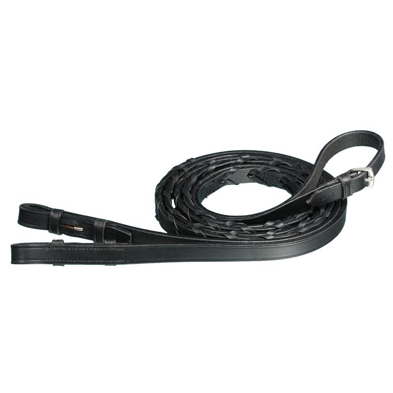 Silver Fox Extra Long Laced Reins Black