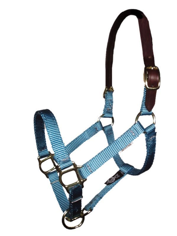 0826 Md Turquoise Triple E Nylon Mini Halter w/Leather Crown MD TUR sku 0826 Md Turquoise