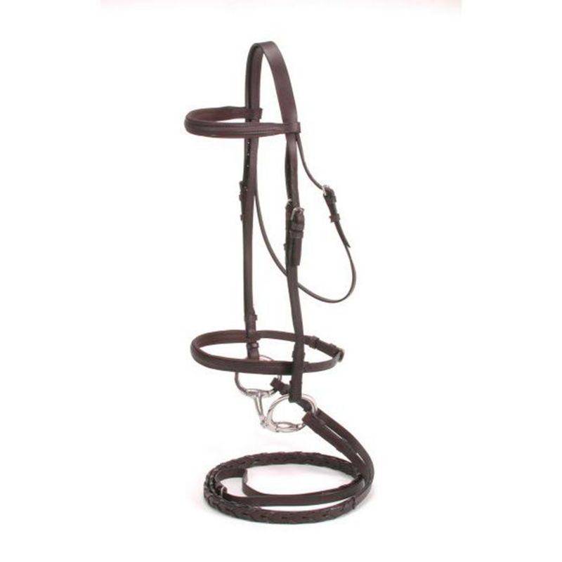 Silver Fox Padded Snaffle Bridle with Reins Brown
