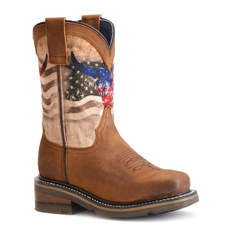 Roper Childs American Bull Sq Toe Boots 1 Tan