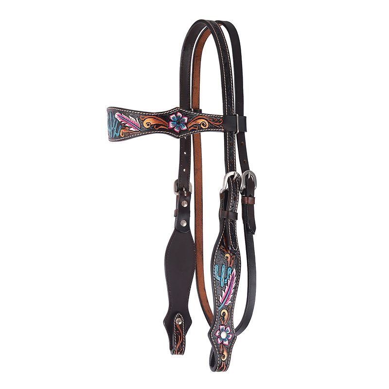 1015-12-SC Circle Y Desert Feather Browband Headstall Brown sku 1015-12-SC