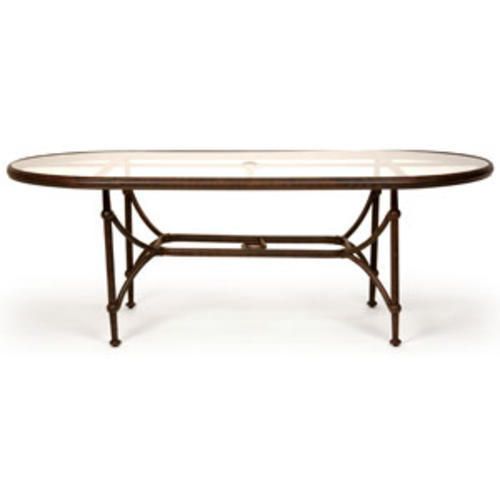 Santorini Glass Oval Dining Table 84in Desert Brnz