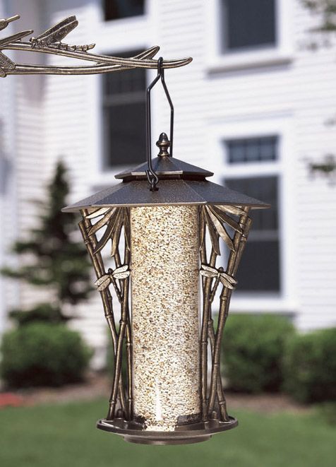 French Bronze 12 In Dragonfly Silhouette Feeder