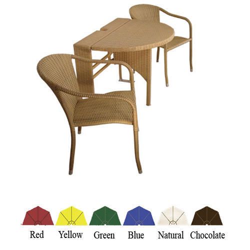 Genevieve 42in Coffee Wicker 9ft OlefinSet Green
