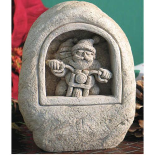 Naughty & Nice Motorcycle Santa Statue