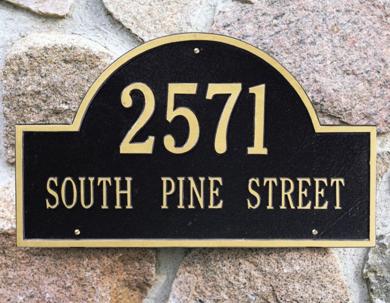 Arch Address Plaque Standard Wall Antique/Brass