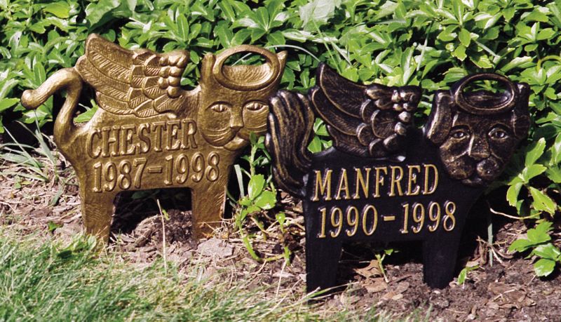 Pet Angel Lawn Plaque Cat Antique Bronze
