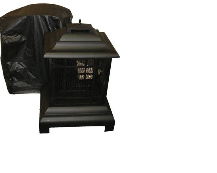 Patio Fireplace Vinyl Cover with Fabric Ties