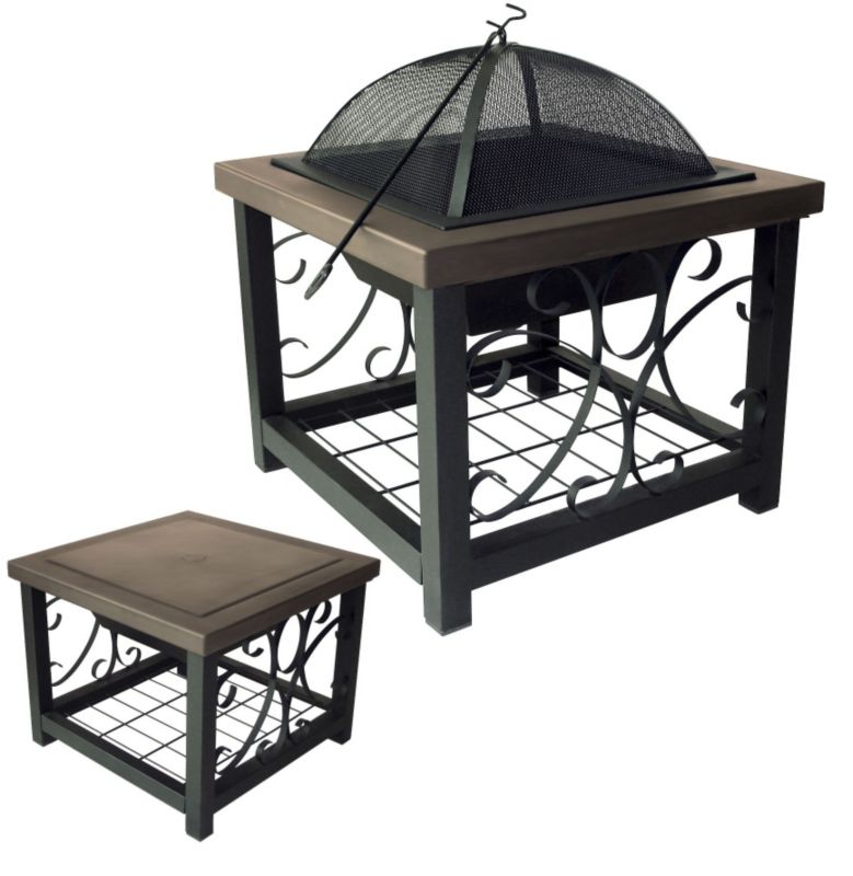 Square Old World Bronze Fire Pit