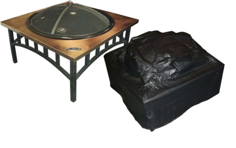Square Fire Pit Vinyl Cover with Fabric Ties