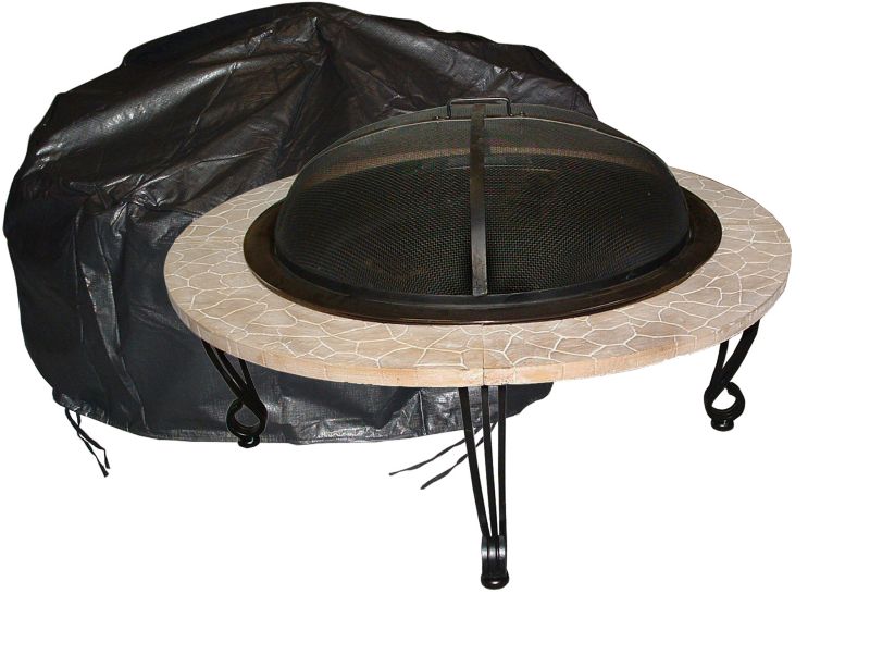 Round Fire Pit Vinyl Cover with Fabric Ties