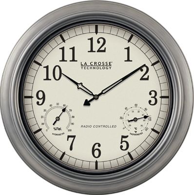 Outdoor Atomic Clock 18 Inch Pewter