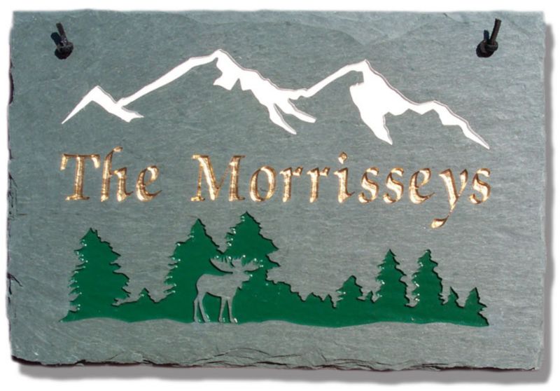 Mountain Moose Personalized Slate Plaque