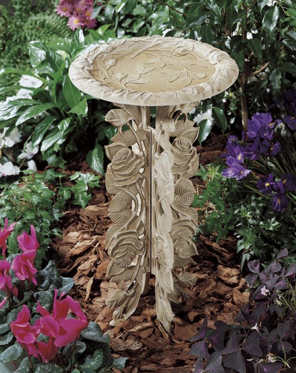 Rust Rose Standing Birdbath