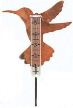 Flamed Copper Hummingbird Rain Gauge