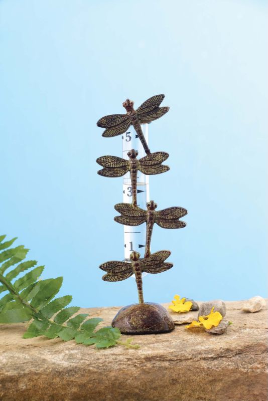 Cast Brass Dragonfly Rain Guage