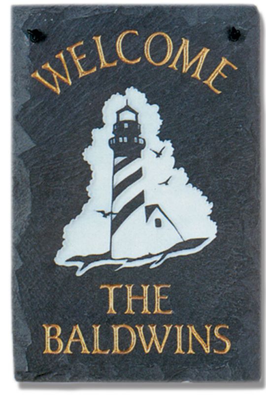 Lighthouse Personalized Black Slate Plaque