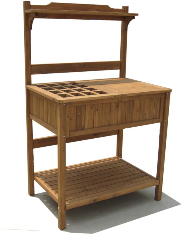 Solid Fir Potting Bench with Recessed Storage
