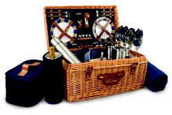 Windsor Picnic Basket-Navy with Plaid