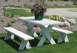 Dura-Trel Vinyl Picnic Table w/ Unattached Benches