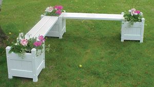 Corner Vinyl Bench with Planters
