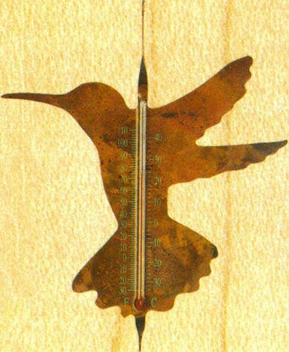 Copper Thermometer Hummingbird