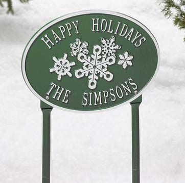 Oval Snowflake Plaque Green and Gold