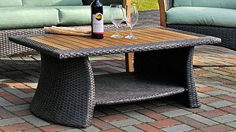 Teak and Wicker Comft Table