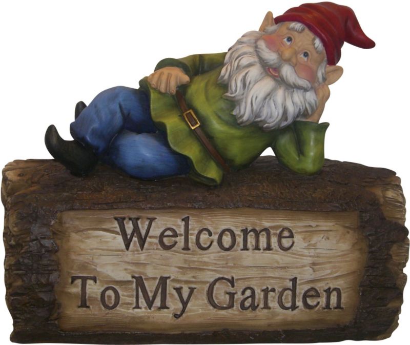 Gnome Lying on Log Statuary