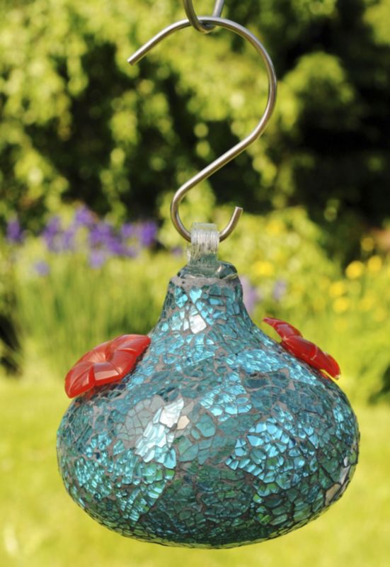 Shimmer Glass Hummingbird Feeder Red