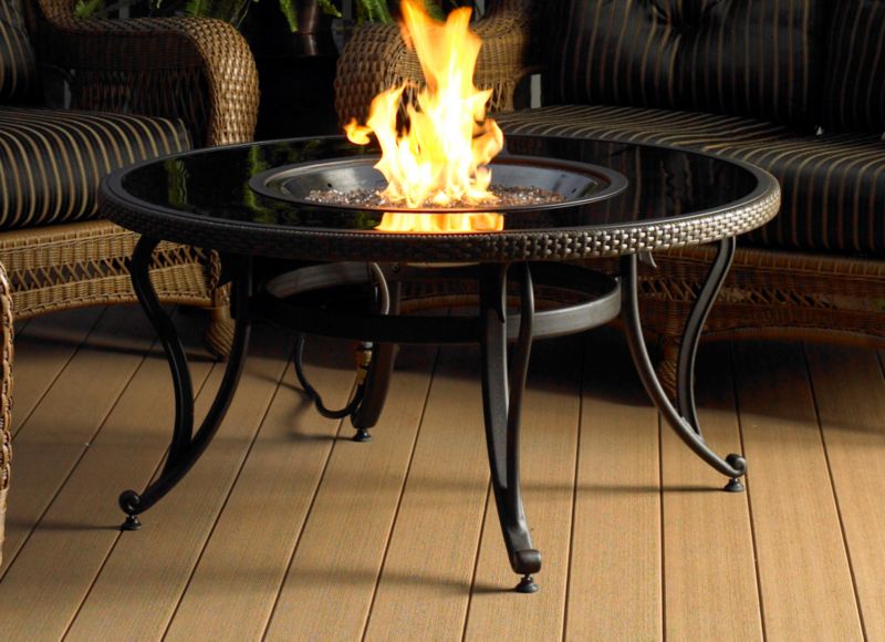 Fire Table With Black Glass And Ss Bowl