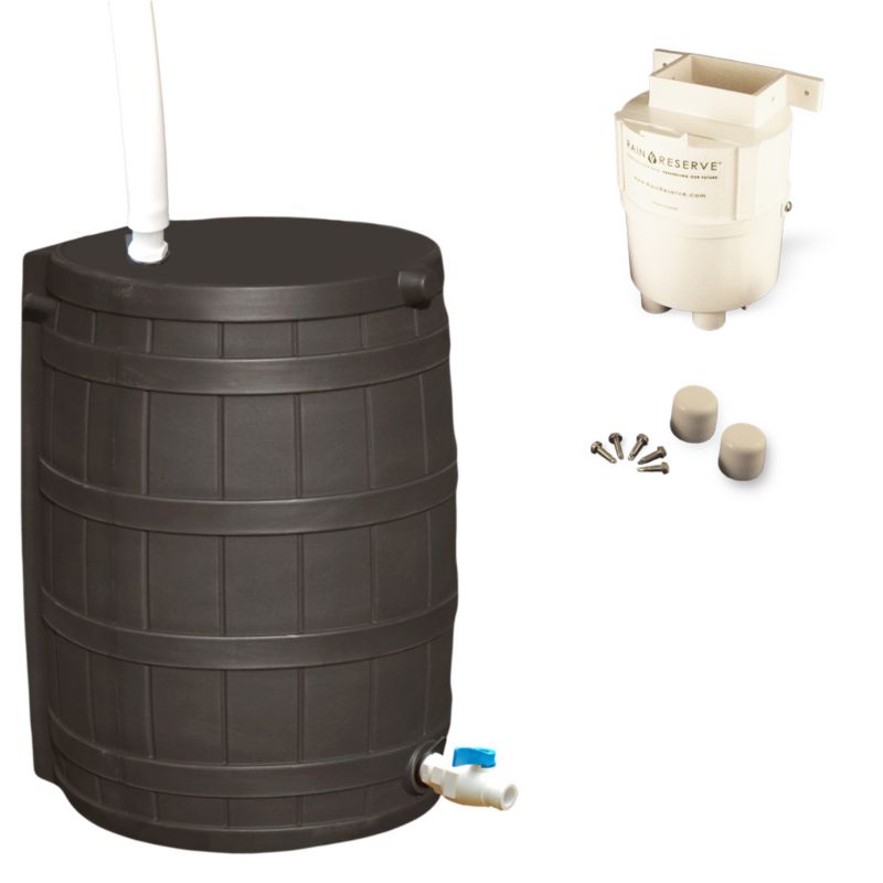 Rain Barrel System Oak Design