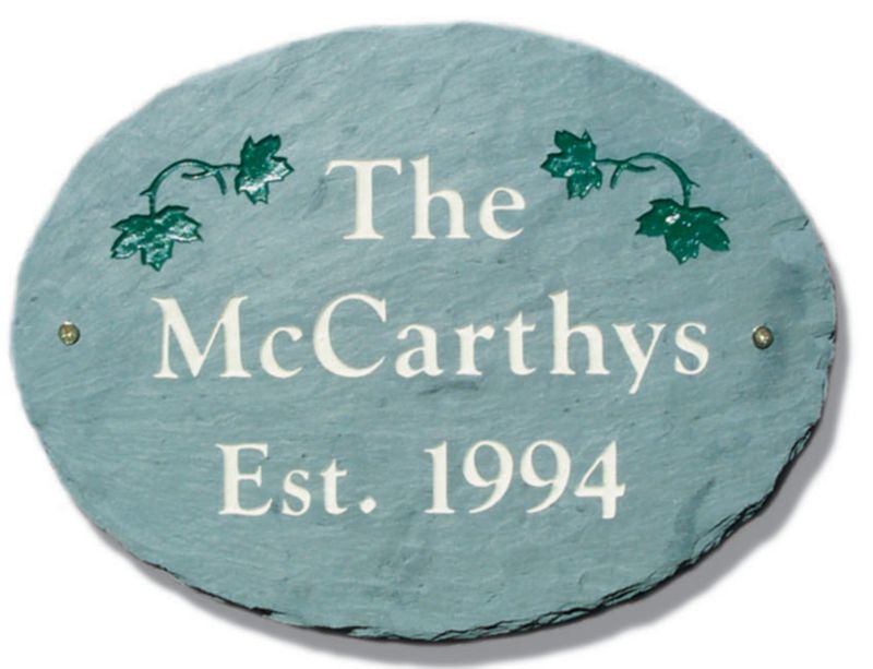 Slate Ivy Oval Address Plaque