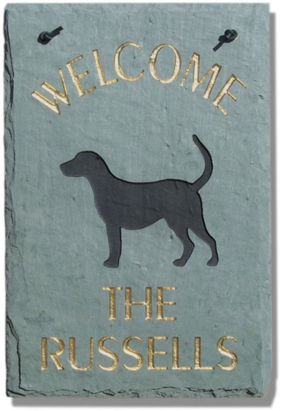 Dog Slate Welcome Plaque Afghan Hound