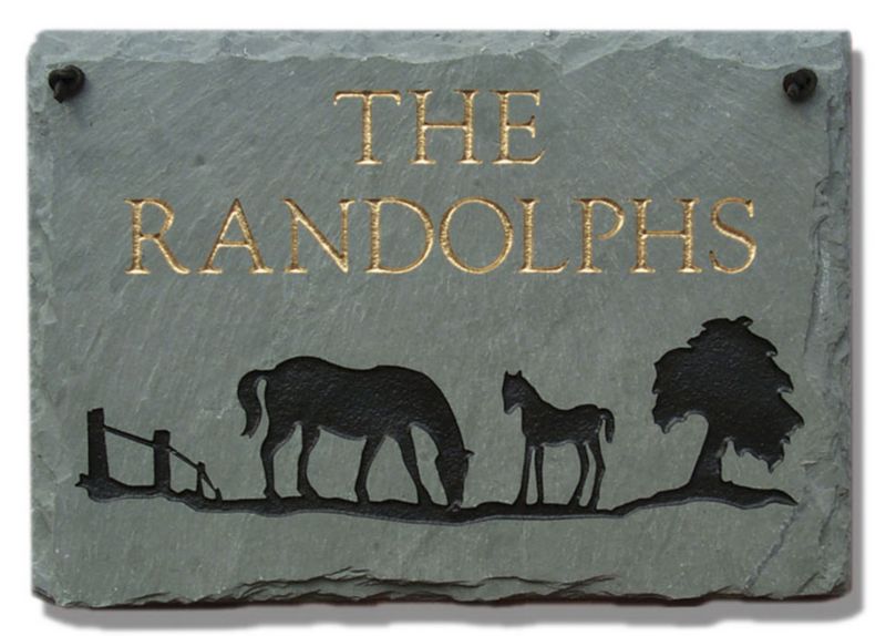 Horse Ranch Slate Welcome Plaque