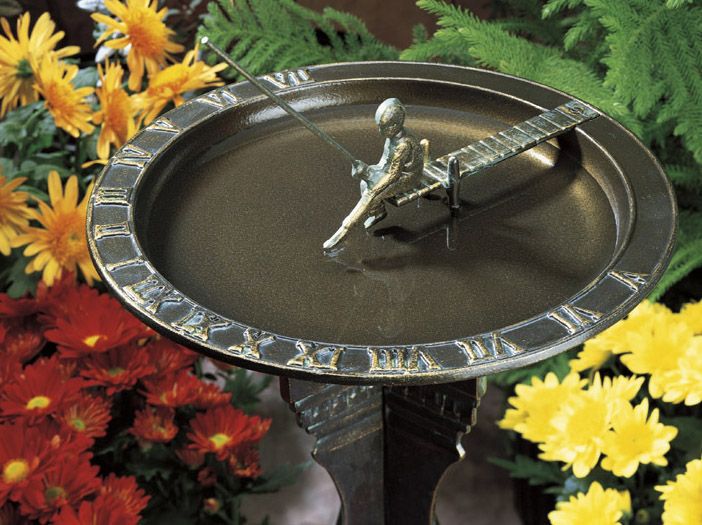 Fisherboy Sundial Birdbath Combination Bronze