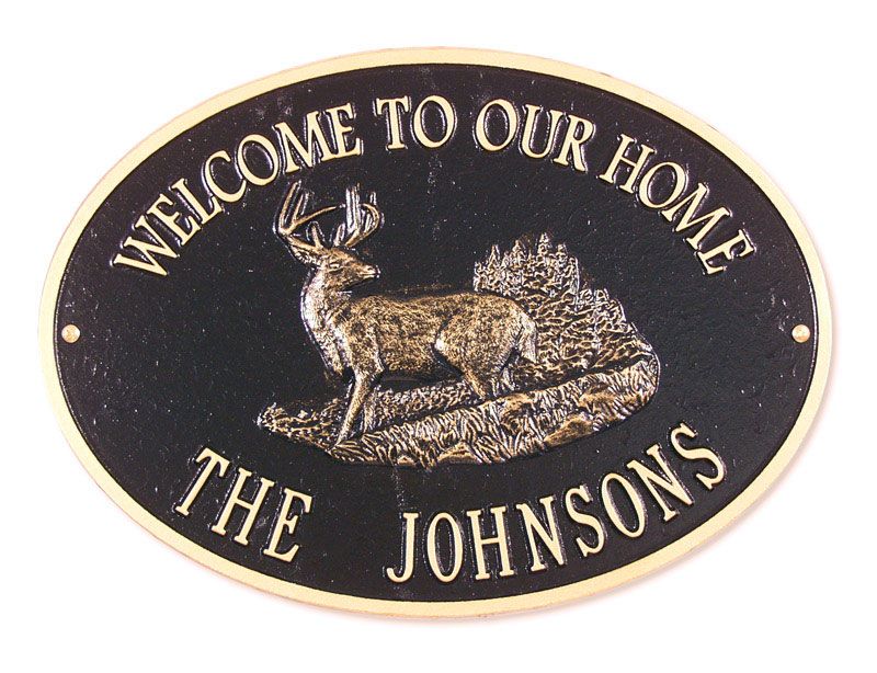 Oval Welcome Whitetail Plaque