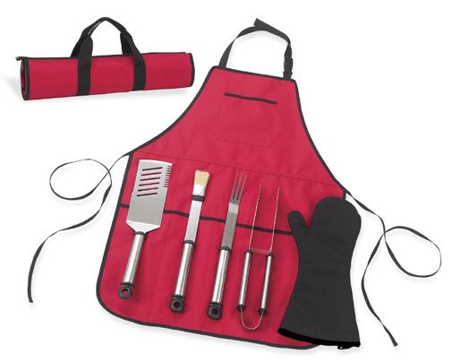 B.B.Q-Chefs Barecue Apron And Tools Black