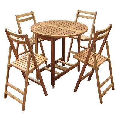 Merry Products Acacia Folding Dining Chairs