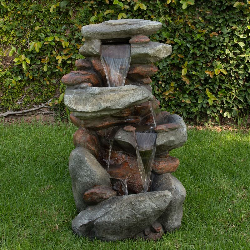 40in Rock Waterfall Fountain with LED Light