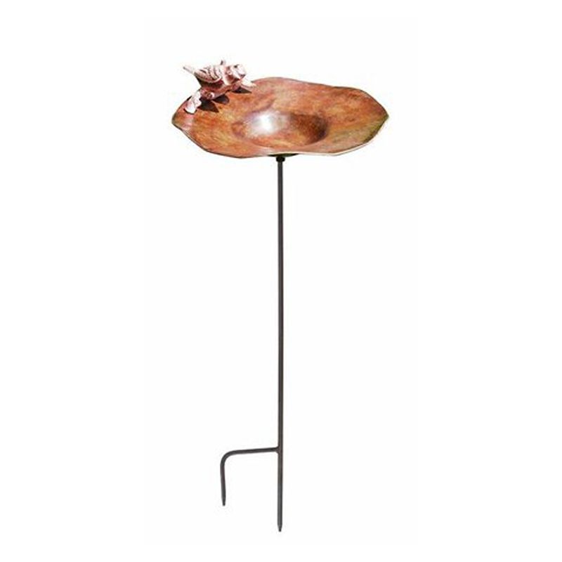 Antiqued Birdbath with Birds With Stand