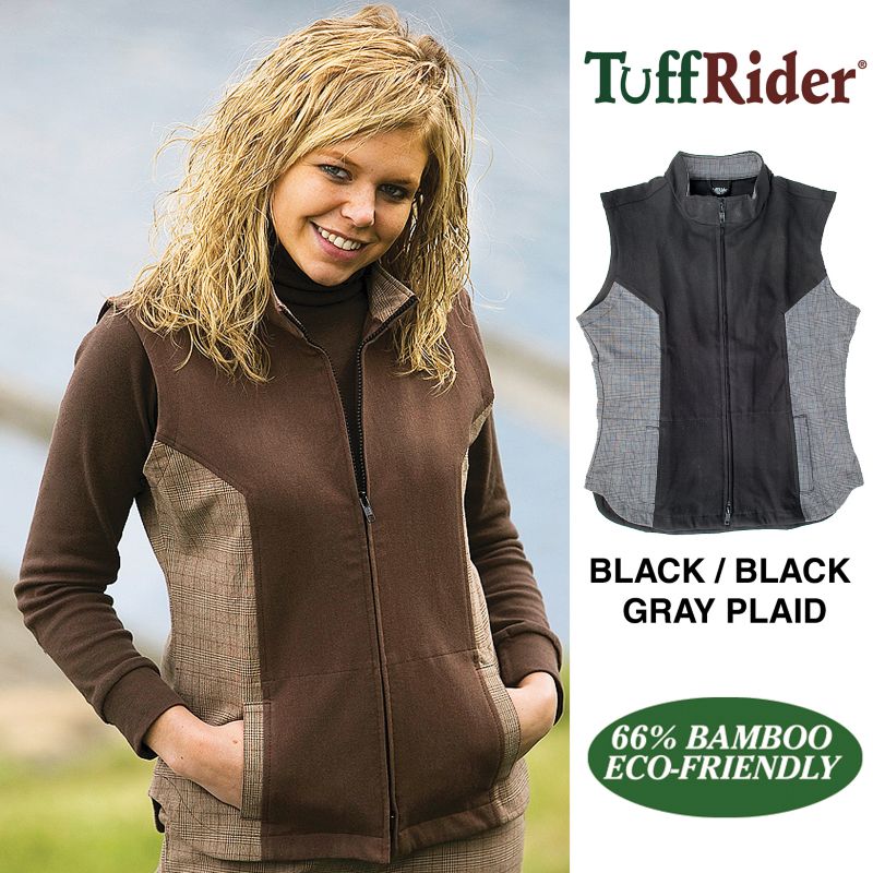 Tuffrider Eco-Green Bamboo Vest Md Blk/Blkgray Pld