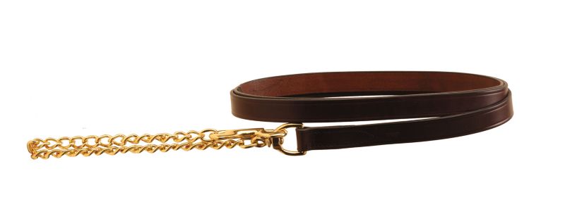 Tory Leather Lead with Solid Brass Stud Chain
