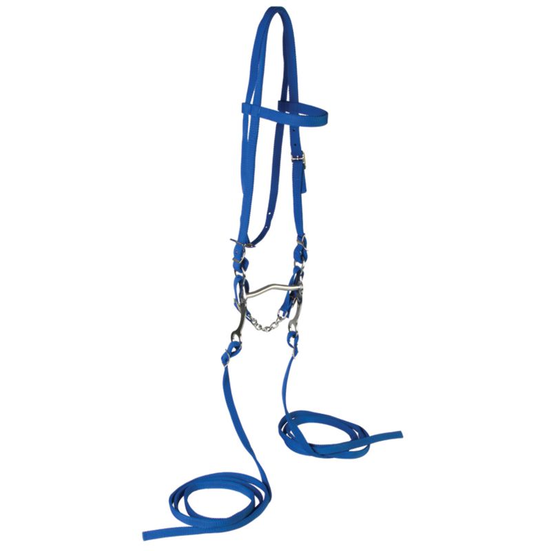 168425BL Western Poly Browband Headstall Set w/Reins Blue sku 168425BL