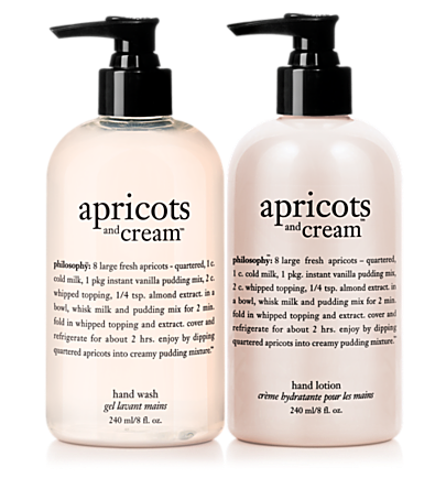 philosophy hand wash and hand lotion - apricots and cream - bath & body value sets 2 pc.