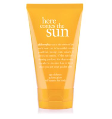 age-defense golden glow self-tanner for body  - here comes the sun - sun care 4 oz.